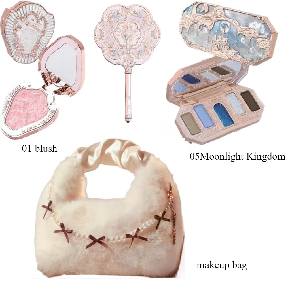 

Flower Knows Makeup Set Gift Box Glitter Eye Shadow Palette Matte Blush Long Lasting Velvet Lip Cream With Bag