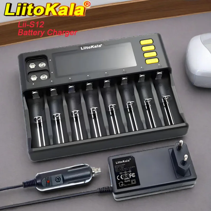 LiitoKala Lii-S8 18650 chargeur de batterie 8 emplacements détection automatique de polarité pour 26650 21700 14500 10440 16340 1.2V 3.7V batterie