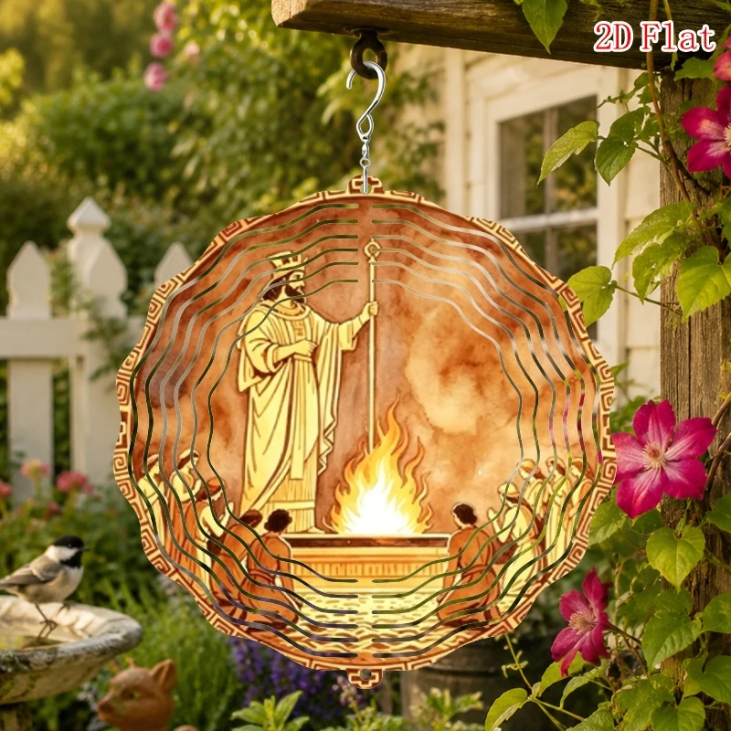 CIFBUY Religious Sacrifice Scene Wind Spinner 3D Rotating Metal Ornament Outdoor Garden Yard Patio Lawn Backyard Home Art Decor