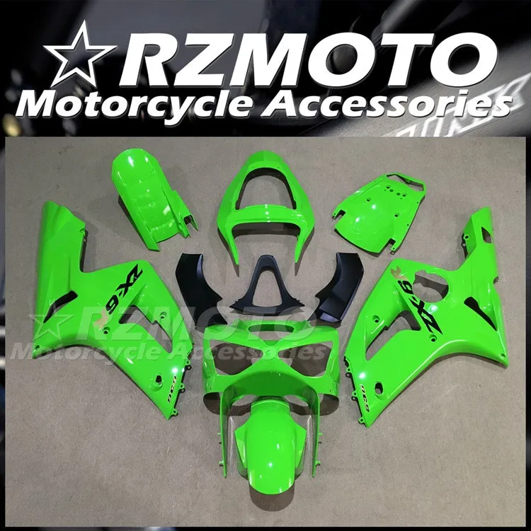 Injection Mold New ABS Whole Motorcycle Fairings Kit Fit For KAWASAKI ZX-6R ZX6R 636 2003 2004 03 04 Bodywork Set Green Glossy