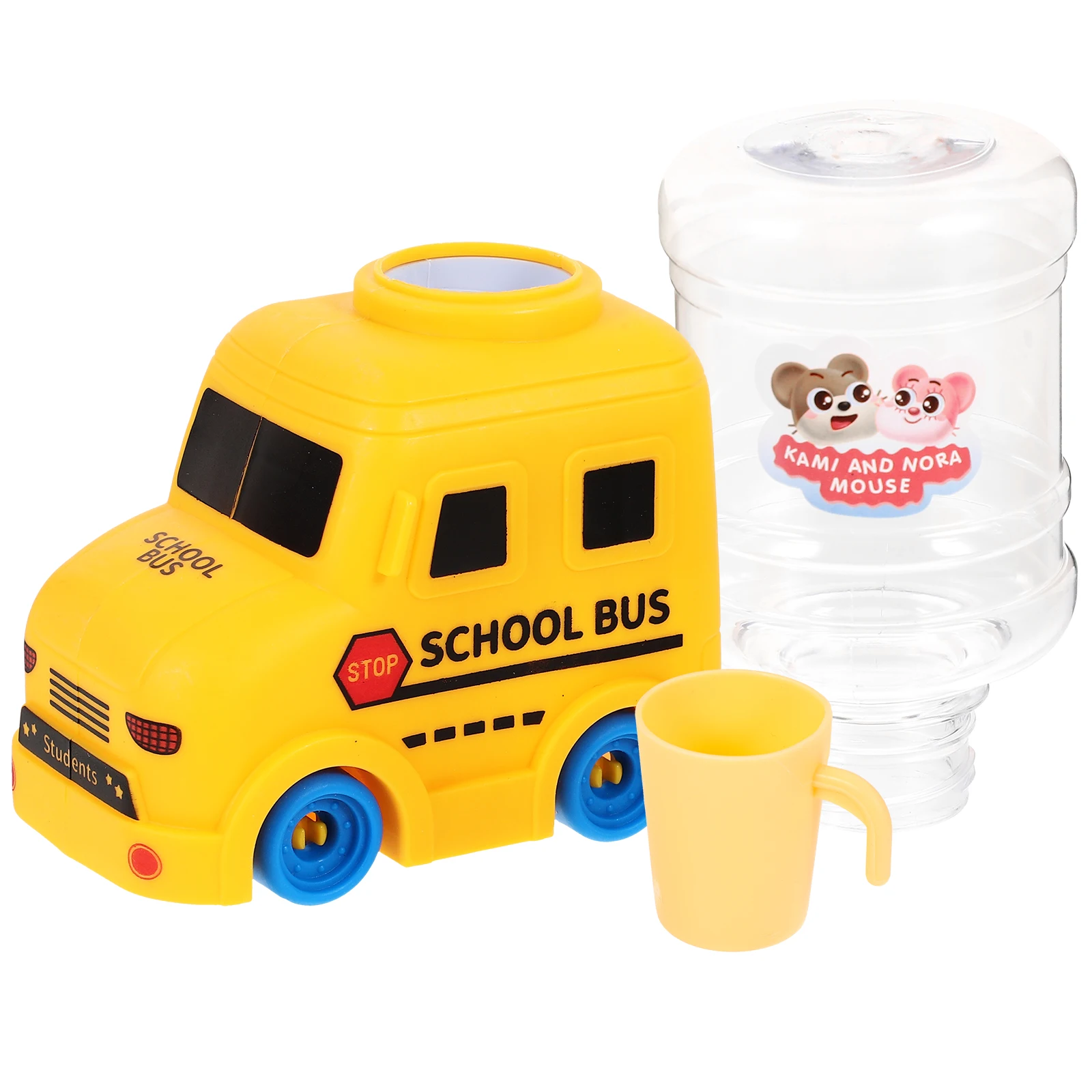 

Water Dispenser Toy Cartoon Mini Pretend Drinking Fountain Toys Plastic for Kids School Bus