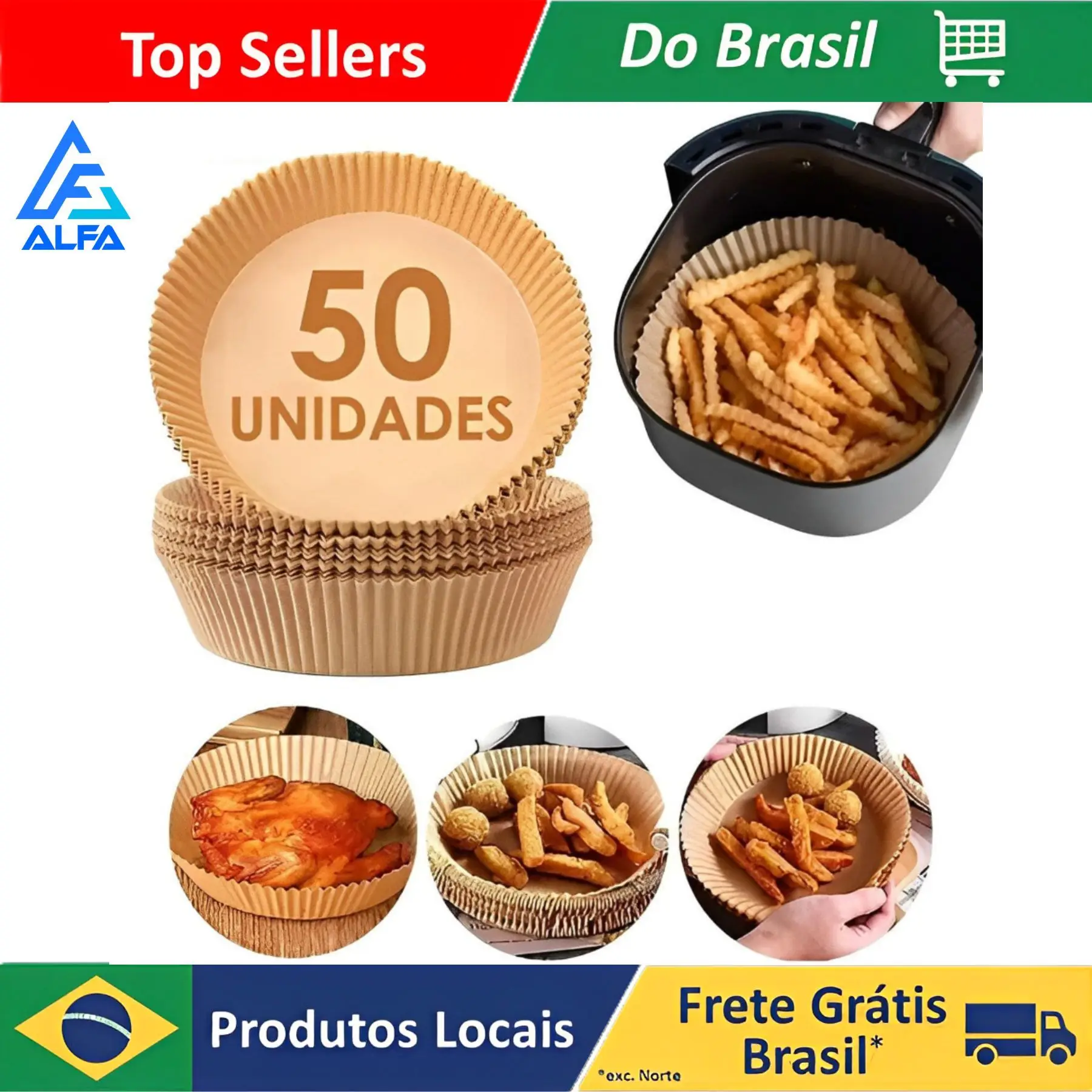 Fritadeira Antiferrugem Air para Descartável, Kit 50, Frutas e Legumes