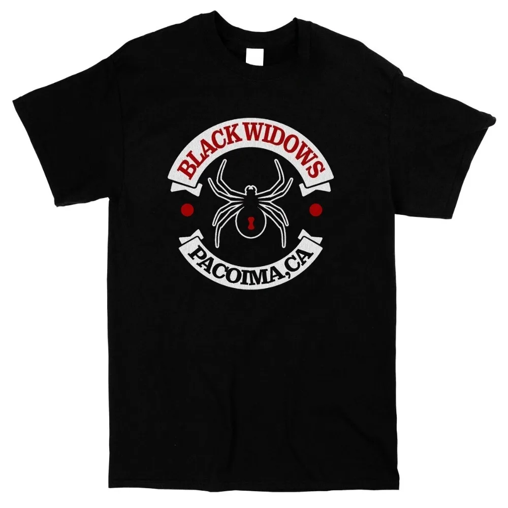 Black Widows Pacoima CA Biker Gang Graphic T-shirt Men's Women's Casual Cotton Short Sleeve O-neck Tee