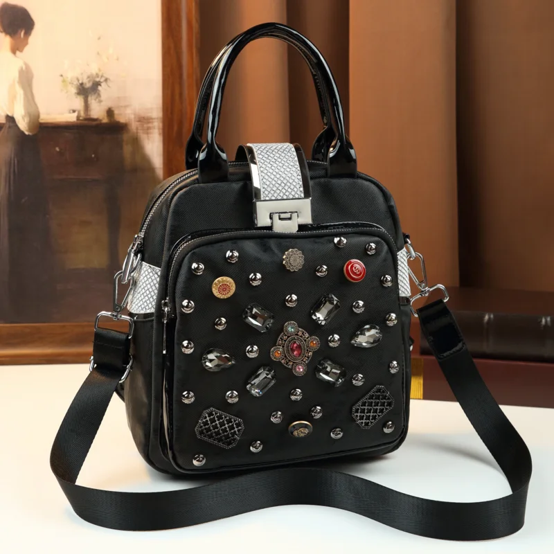 

2026 New Arrival Retro, Trendy, and Unique Design Shoulder Bag with Diamond Accents and Rivets for Women