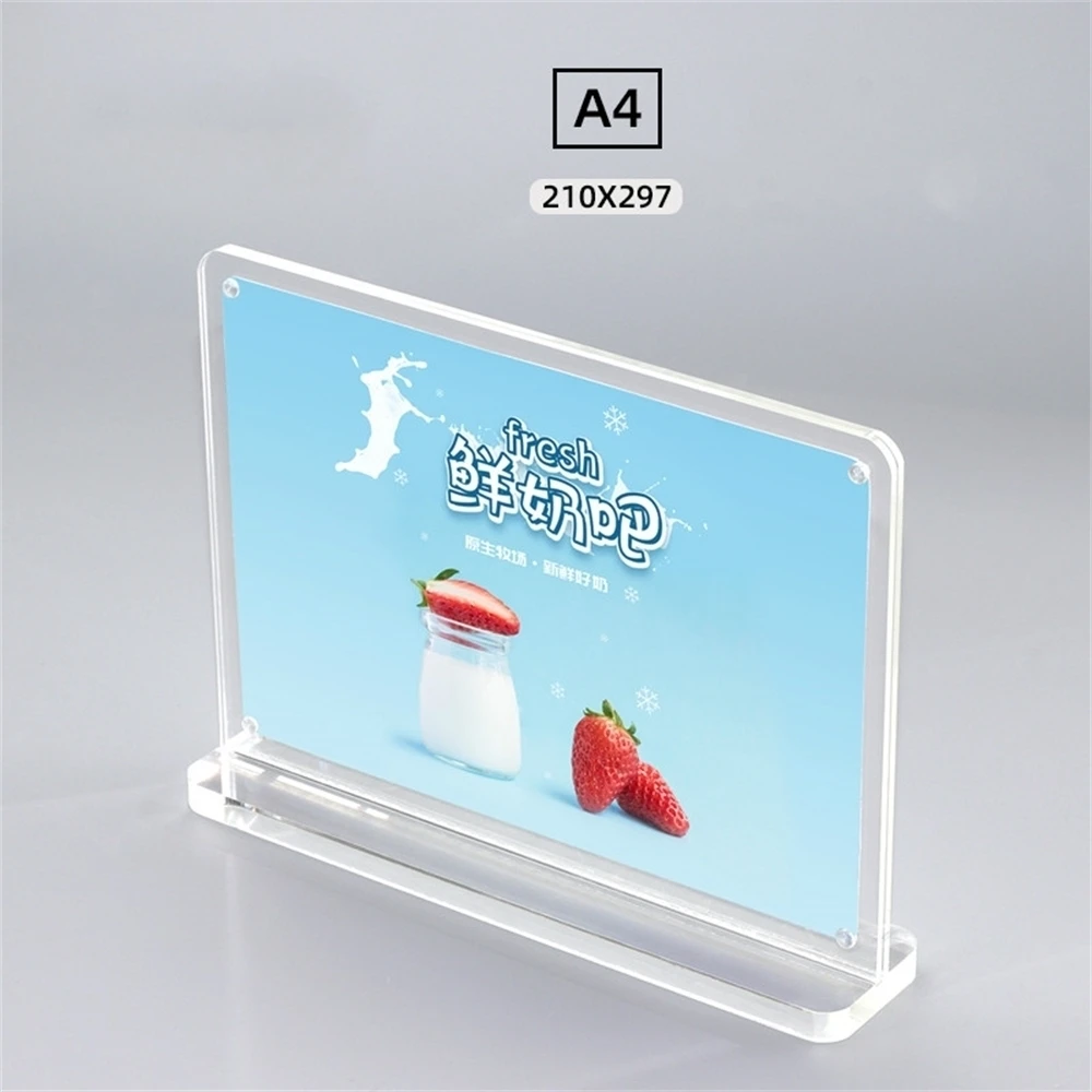 210*297mm Acrylic Magnetic Sign Holder Clear Poster Picture Paper Menu Advertising Display Stand