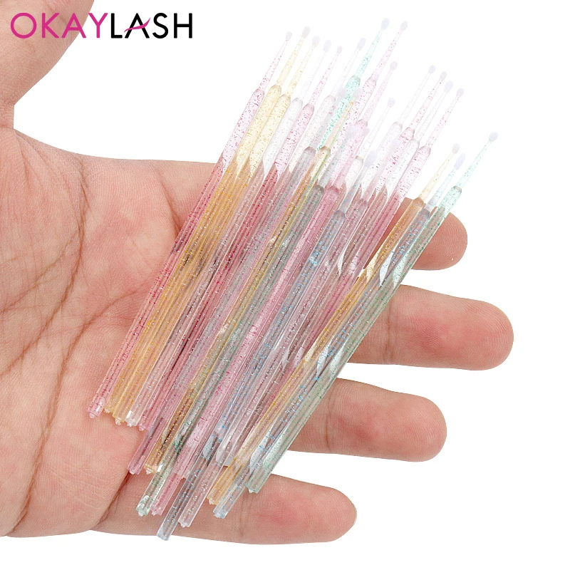 100Pcs/ Bottle Crystal  Eyelash Extension Cleaning Brush Swabs Disposable Wands Stick Spoolies Lash Perm Applicators Wholesale