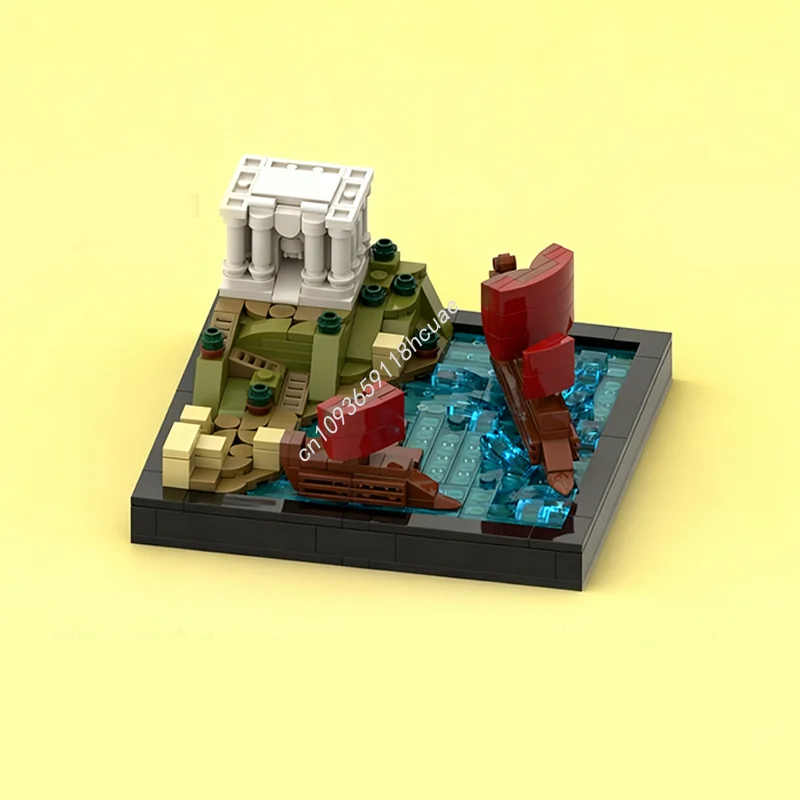 388 pçs moc porto folítico modelo clássico blocos de construção ideia modular brinquedos aniversário arquitetura presentes natal