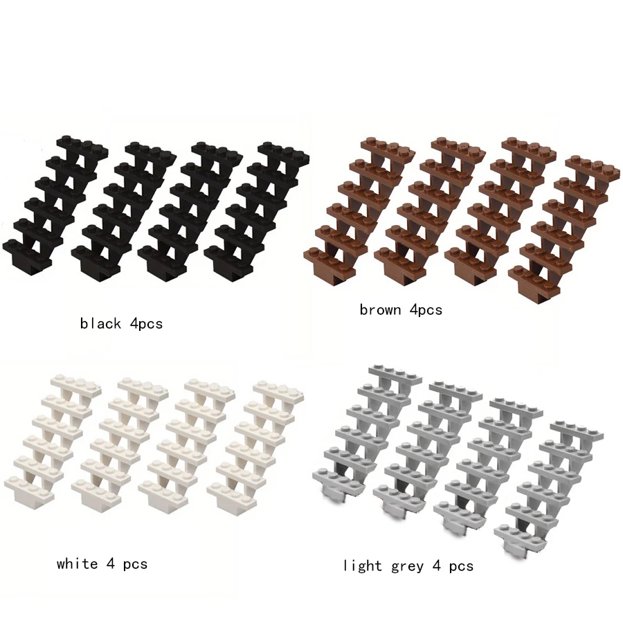16 قطعة الطوب MOC الدرج 7x4x6 سلالم المنزل مستقيم مفتوح 30134 خطوات سلم وحدات مدينة بلدي بنة جزيئات الأطفال