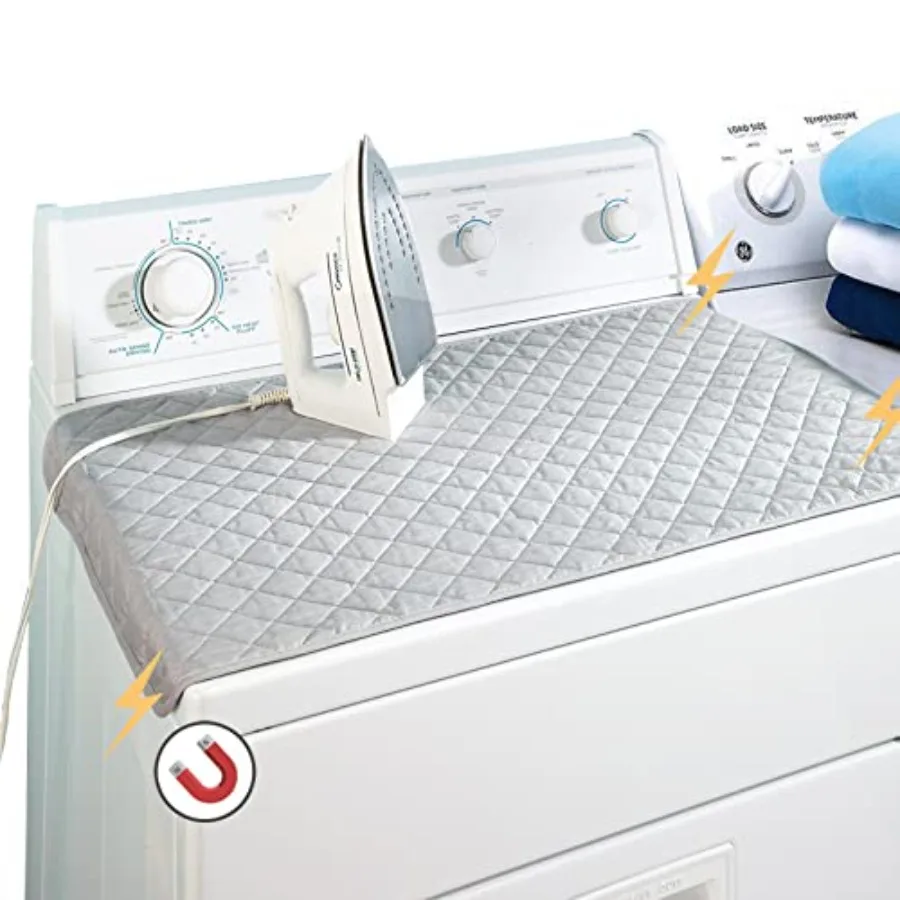 Magnetic Ironing Mat Blanket, Iron Board Alternative Cover/Quilted Washer Dryer Heat Resistant Pad/Portable Cover/Mat Grey 33