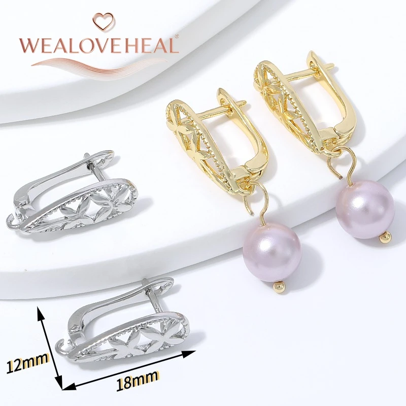 schmuckherstellung zubehör, 18K vergoldete Messing-Ohrring-Vorlagen mit hohlem Vierblüten-Design und Öse für DIY-Ohrhänger-Bastelbedarf – Detail 17
