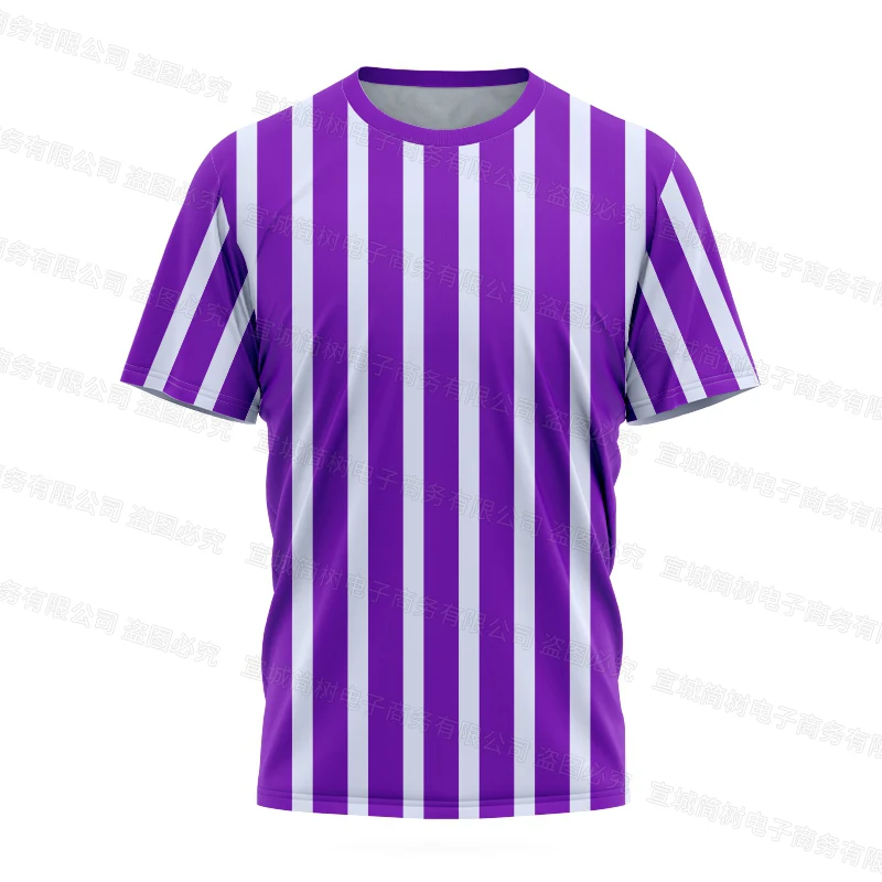 Men's Football Referee T-Shirt Shirt O-Neck Jersey Striped short sleeved Sports Top 2xs-6xl