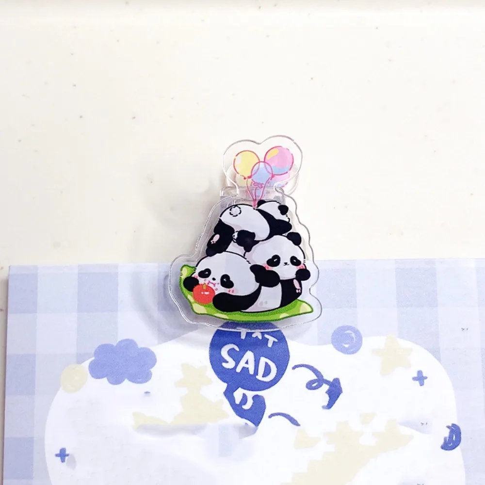 Настольные принадлежности для хранения, милый акриловый зажим из полипропилена, зажим для заметок, многоцелевой зажим с милой мультяшной пандой, мультяшная панда