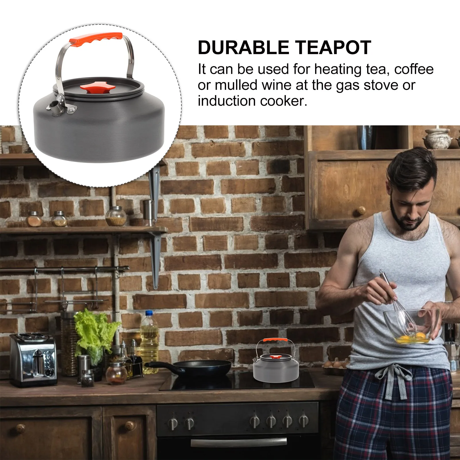 

Outdoor Kettle Portable Camping Pot Aluminum Alloy Water Stovetop Boiler Tea Travel