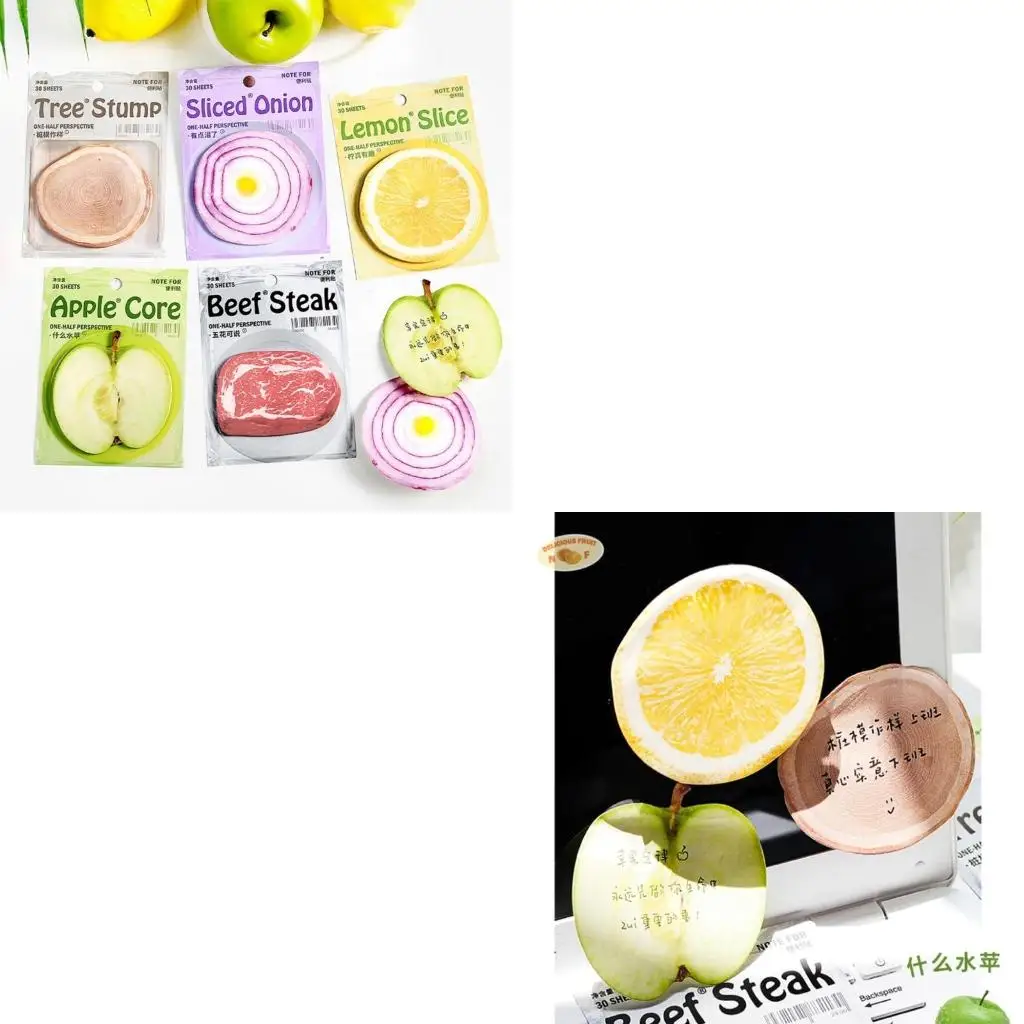  Fruit Vegetable Themed Note Paper 30Sheets Unruled Reminder on Notebook Calender Computer Small Notepads for Office