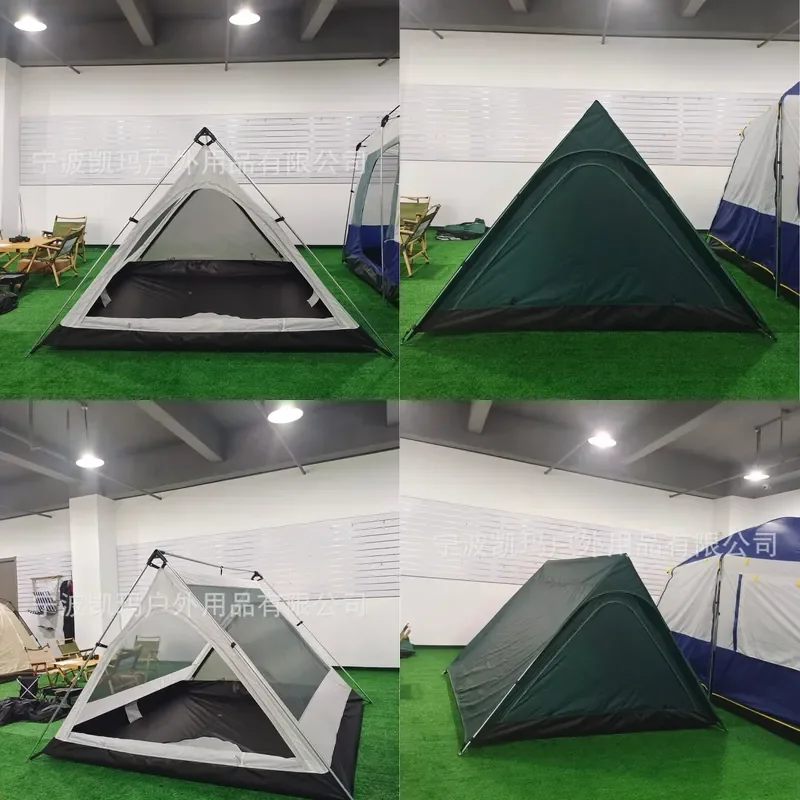 For Outdoor Triangle Tent 4 Person Double Layer Thickened Rainstorm Proof Aluminum Pole Field Camping