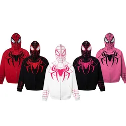 Y2K Spiderman Hoodie Gothic Embroidery Hooded Zip Up Jecket Superhero Anime Casual Hip Hop Harajuku Cosplay Adult Sweatshirt Top