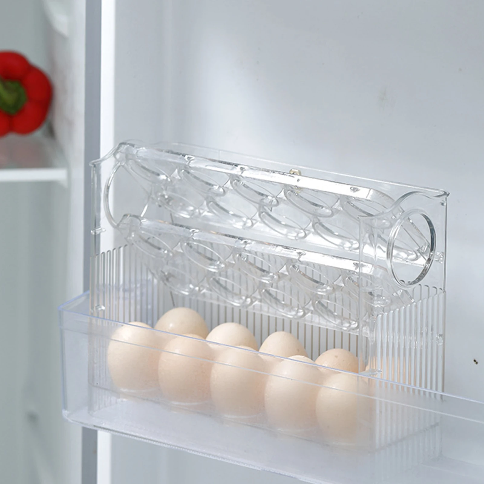 Refrigerator Egg Holder 3-Layer Flip Fridge Door Egg Storage Rack Tray Container Space Saver Egg Organizer Box Shelf for Kitchen