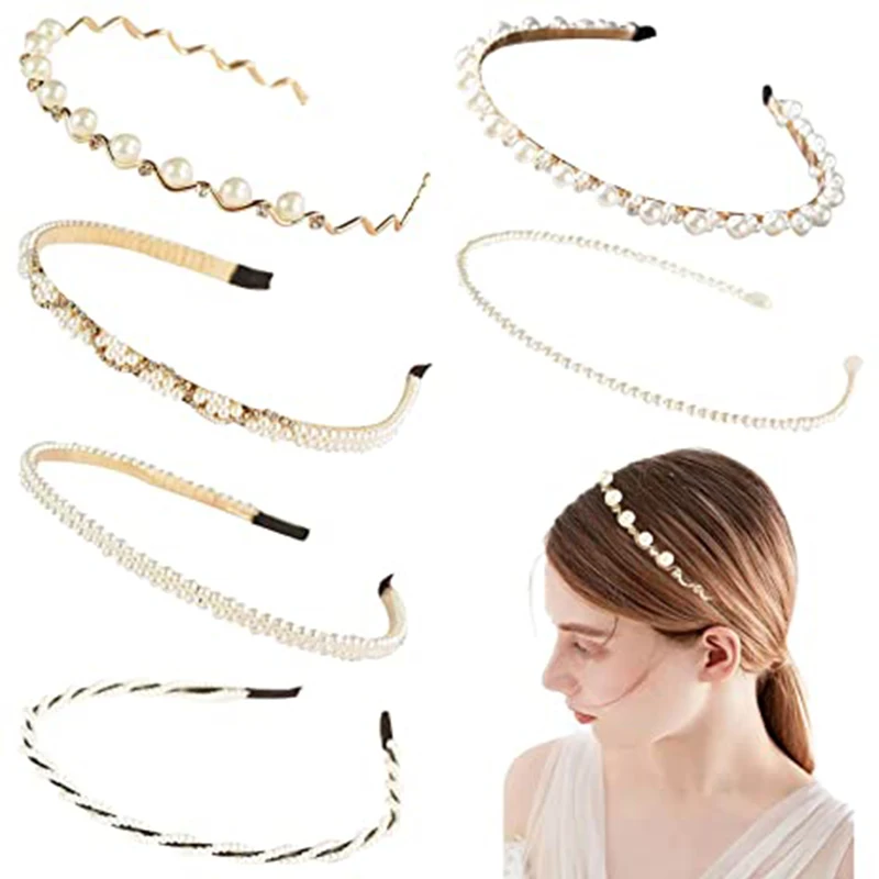 Full Pearls Women Headband Sweet Hairbands Hair Hoops Holder Ornament Head Band Lady Elegant Fashion Hair Accessories