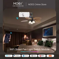 MOES Módulo de interruptor de ventilador de techo inteligente, Wi-Fi, Control de ventilador y luz por separado con aplicación o voz, Compatible con Alexa y Google