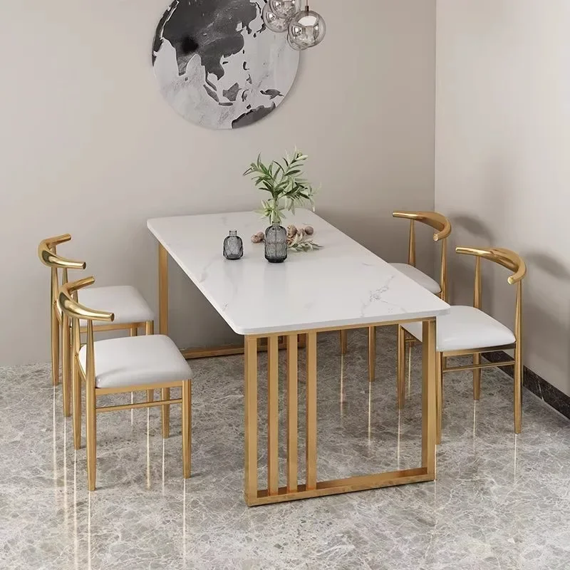 Nordic light luxury rock slab dining table modern small apartment dining table simple living room commercial rectangular
