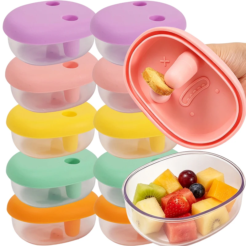 Dust-Free Hand Snack Storage Box Portable Food Fresh-keeping Box with Two Finger Holes Camping Picnic Sealed Organizer Container