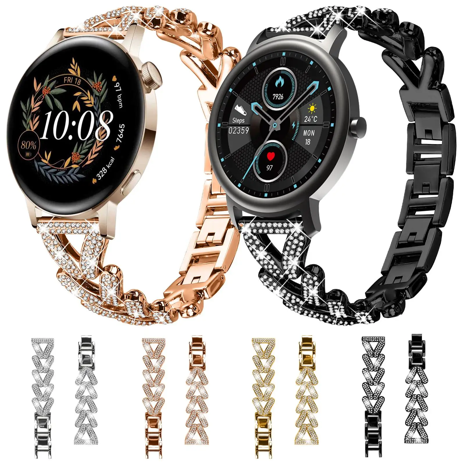 

For Amazfit Bip U/ Bip Lite / Bip 3 Pro xDfind Small Twist Diamond Metal Watch Band 20MM