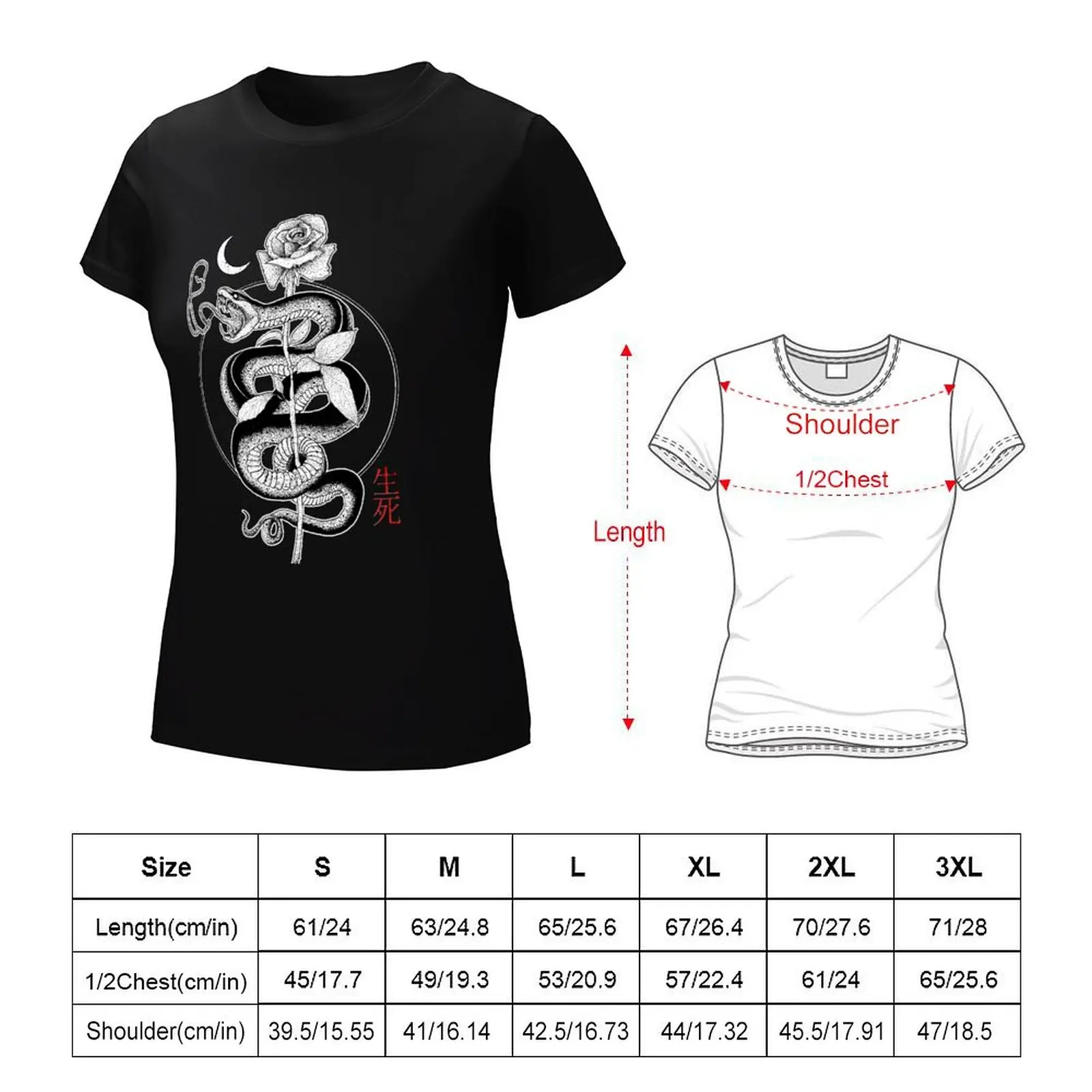 Koszulka Snake & Rose moda koreańska estetyczna odzież bluzka biały t-shirt sukienka dla kobiet seksowna