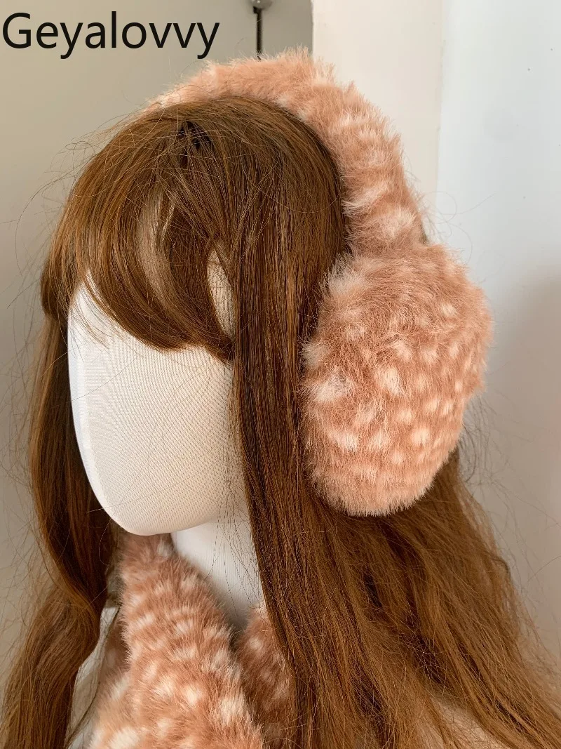 달콤하고 귀여운 소녀들을 위한 다용도 귀마개 겨울 따뜻한 플러시 방한 귀덮개 야외용 귀마개 여성용 스카프