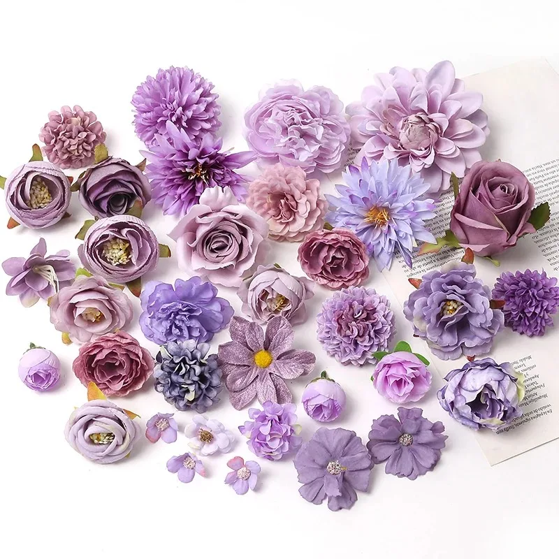 Teste di fiori artificiali viola fiori finti di seta per la decorazione domestica decorazione di nozze per feste accessori per regali di san