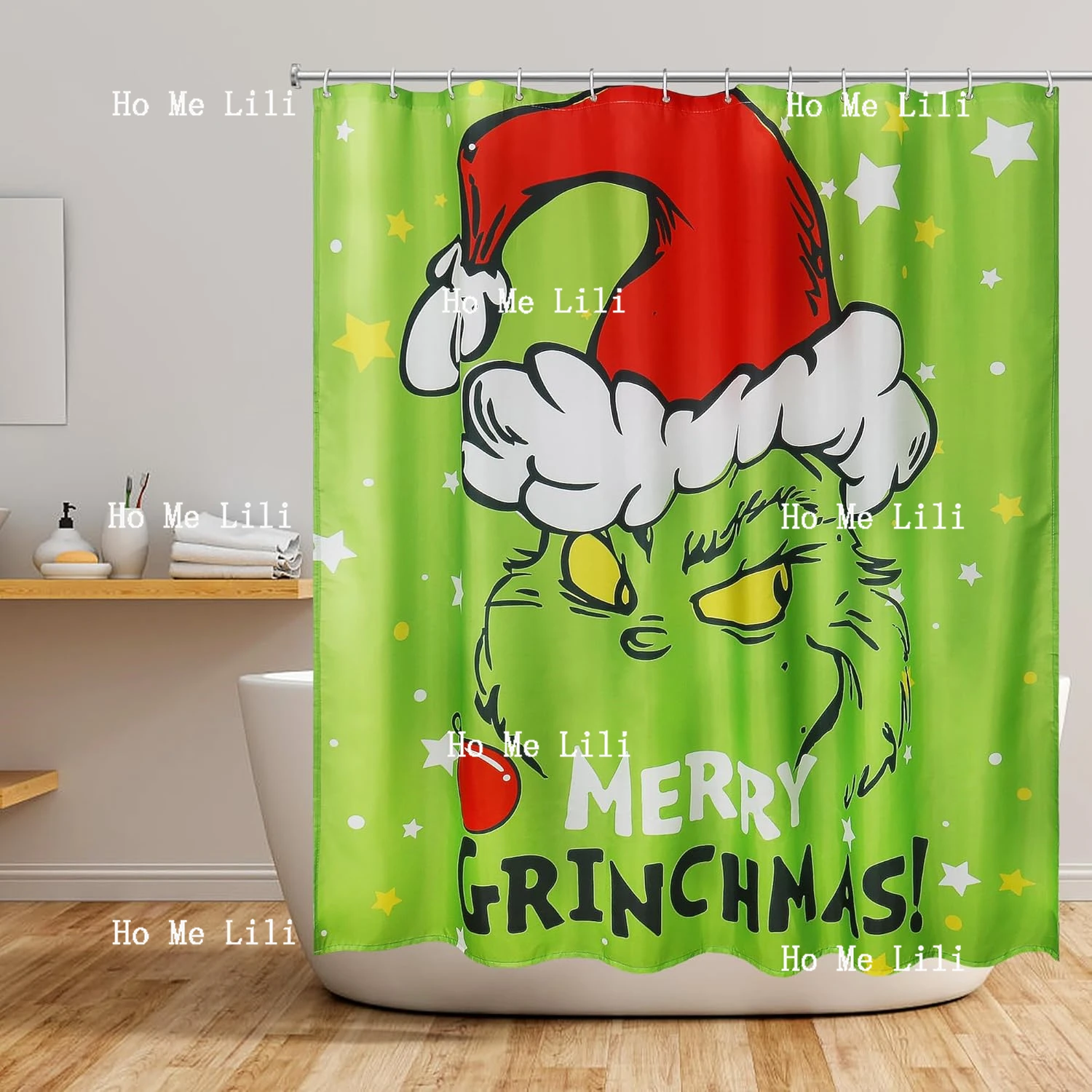 Winter Christmas Shower Curtain Cute Snowflake Scene Holiday Winter Gifts For Home Decorations