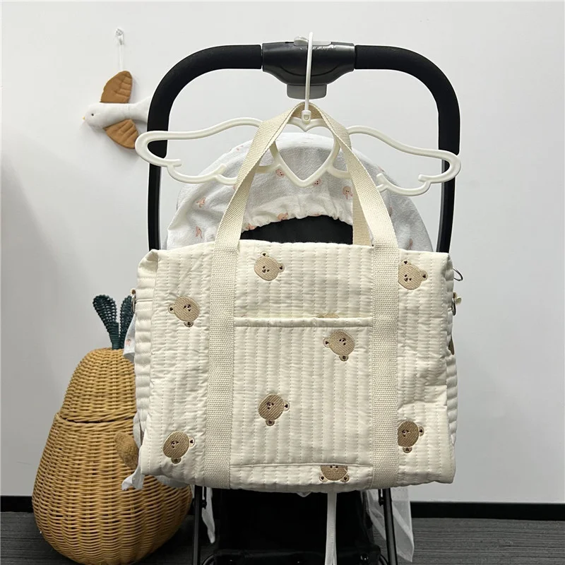 INS Nordic Style Cute Embroidered Stroller Mommy Bag Multi-functional Baby Bottle Diaper Bag Backpack Baby Maternity Bags