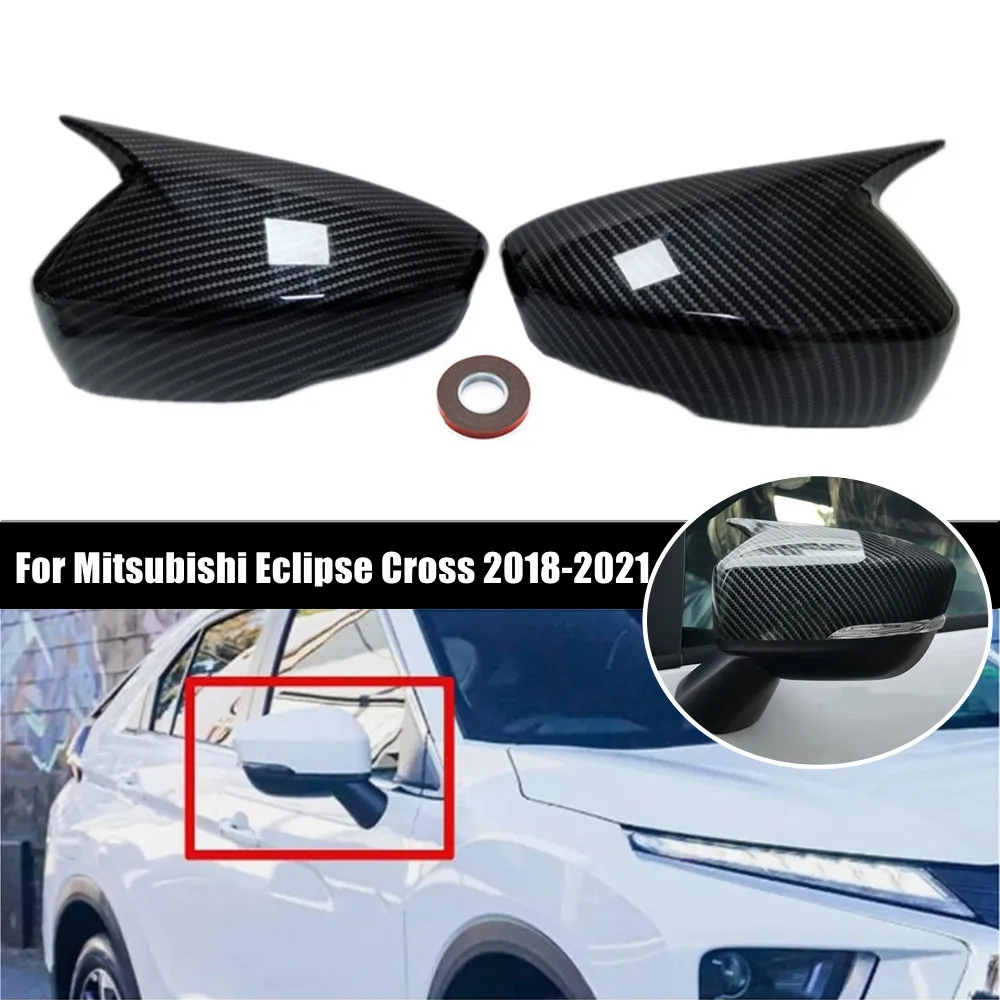 For Mitsubishi Eclipse Cross 2018-2021 ABS Car Rearview Side Mirror Cover Wing Cap Exterior Door Housing Trim Adhesive Sticker