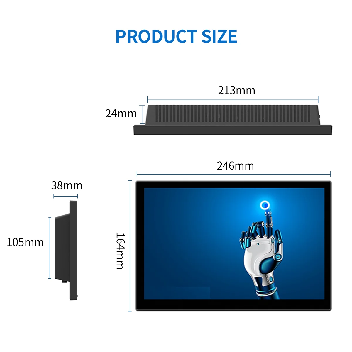 Unew 10.1 inch 1280x800 16:10 Industrial Monitor - VGA/HDMI/AV/BNC/DVI, Built-in Speaker & Stand, for Office Home Display
