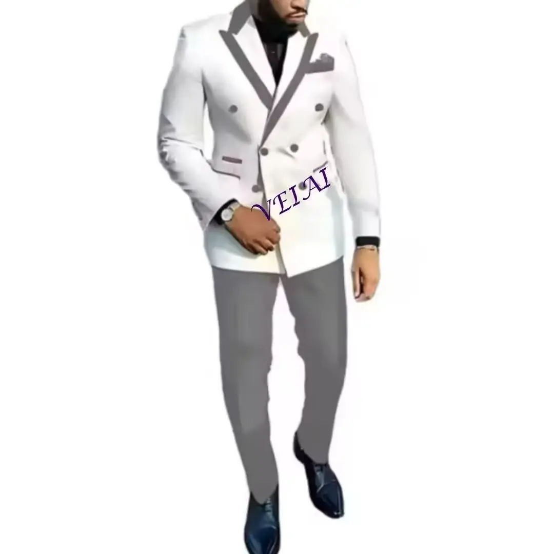 Classic Blue 2-Piece Men's Suit Set Tailor-Made Luxury Blazer And Pants for Formal Party Wedding Prom Gentleman Fashion