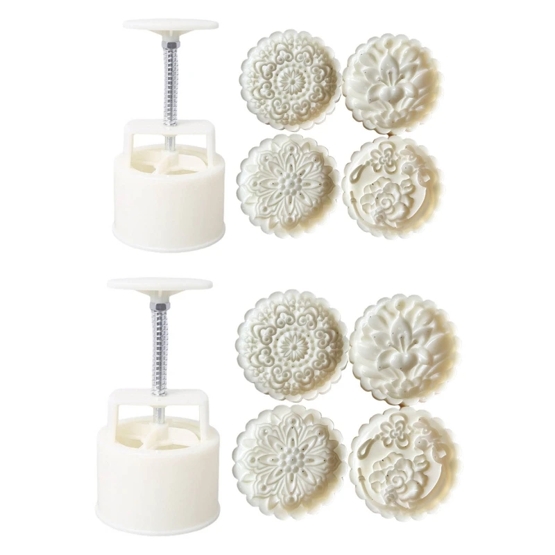 150g/200g Flower Shape Pastry Moulds Mooncake Mold Mooncake Mould Hand Pressure Tool Plastic Material Baking Accessories