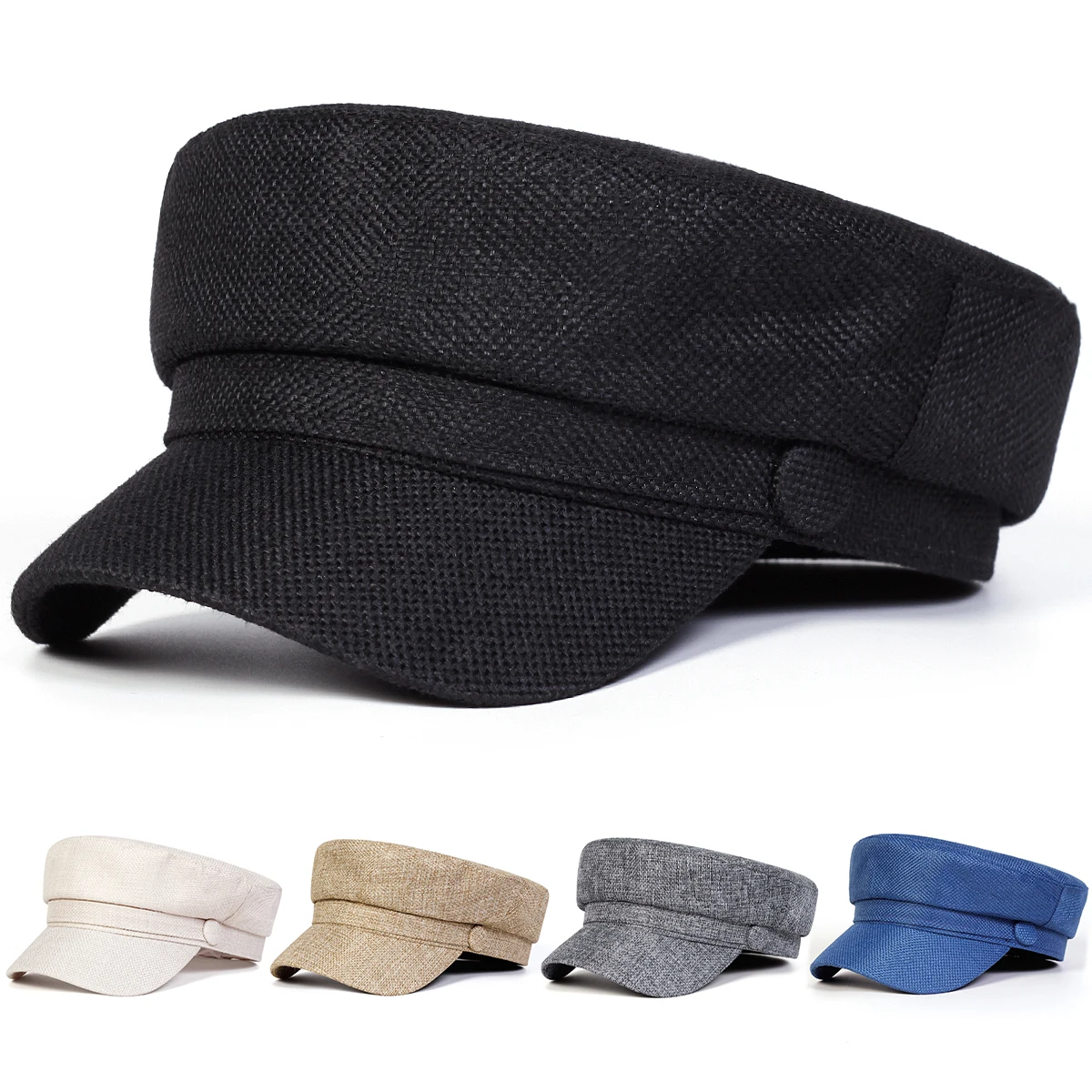 Unisex Solid Color Military Hats Fashion Flat Top Baseball Caps For Women Outdoor Sports Cadet Sunscreen Hat