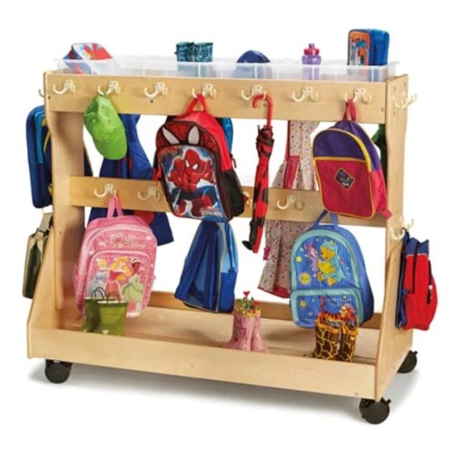 

39480JC Mobile Backpack Cart with Clear Bins - Classroom Coat Locker