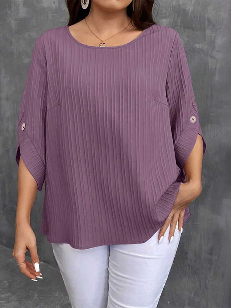 ZANZEA Elegant Blusas Women Autumn Solid Color Blouse 2025 Stylish O Neck Tops Fashion 3/4 Lantern Sleeve Casual Loose Tunics