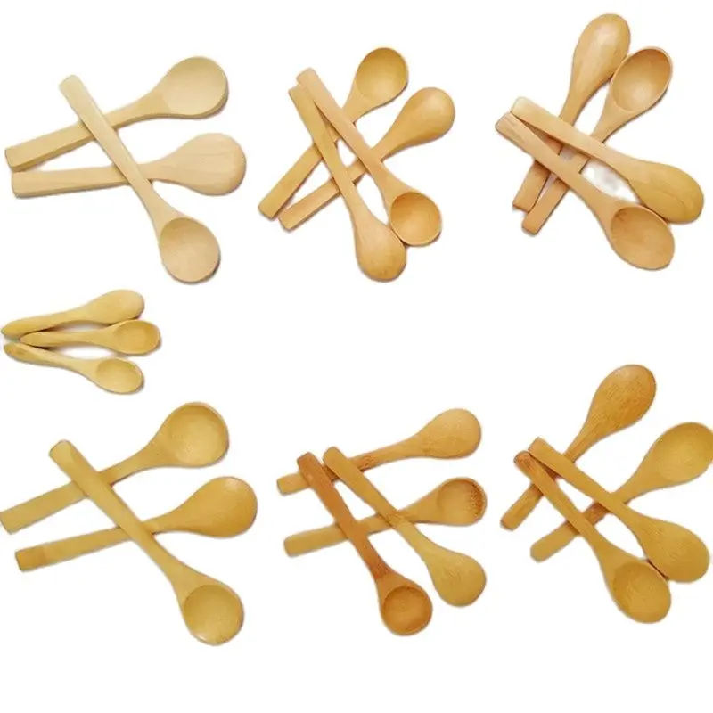 (50pcs) 9cm 13cm 15cm Wooden Spoons Honey Spoon Baby Bamboo Spoons