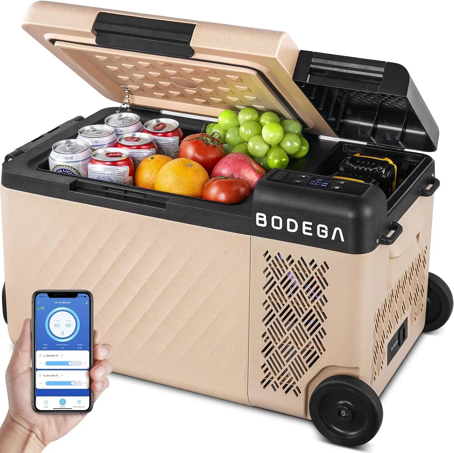 

12 Volt Car Refrigerator, APP Control Car Fridge, 20 Quart Portable Freezer -4℉~68℉, Battery Powered 20V & 12V/24 DC