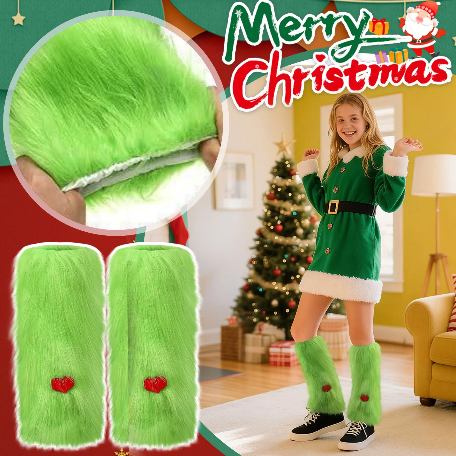 

Носки для женщин, женские рождественские меховые носки, зимние плюшевые бахилы, Calcetines Mujer