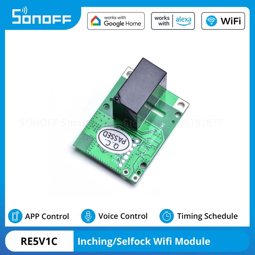 SONOFF RE5V1C 5V WiFi Inching/Selflock Relay Module Smart Wireless Switch APP Voice Remote via eWelink APP Support Alexa Google