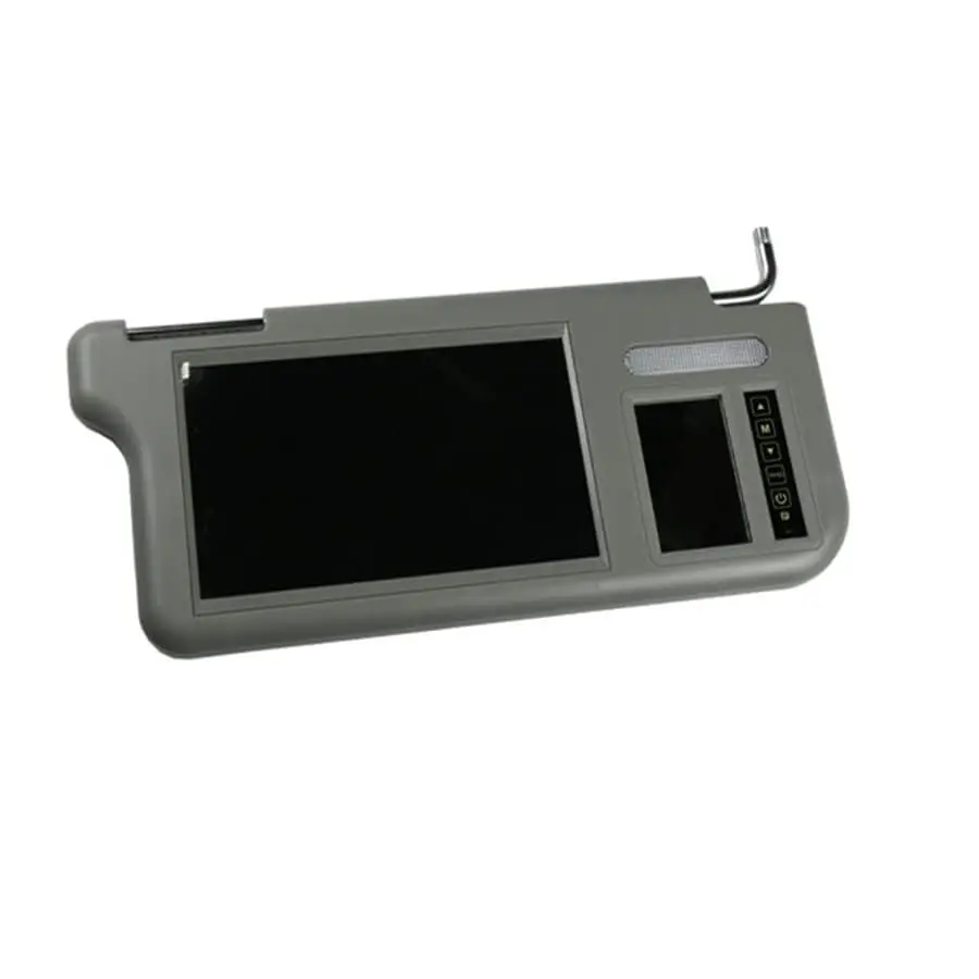 

7" Gray Car Right Sun Visor Rear View Mirror Screen LCD Monitor 2 Channel Video
