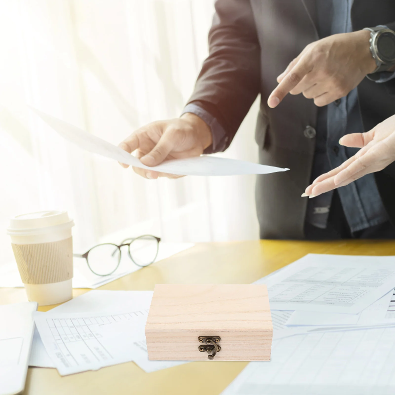 

Rectangular Wooden Storage Box Unfinished Lockable Craft Box for Jewelry Keepsakes Organization Home Decor Treasure Chest