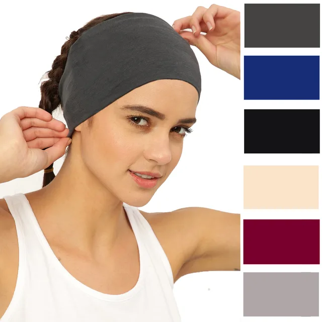 Bardzo szerokie opaski na głowę Turban Bandana opaski na głowę kobiety antypoślizgowe Boho Headwraps trening włosów sport joga pielęgnacja skóry