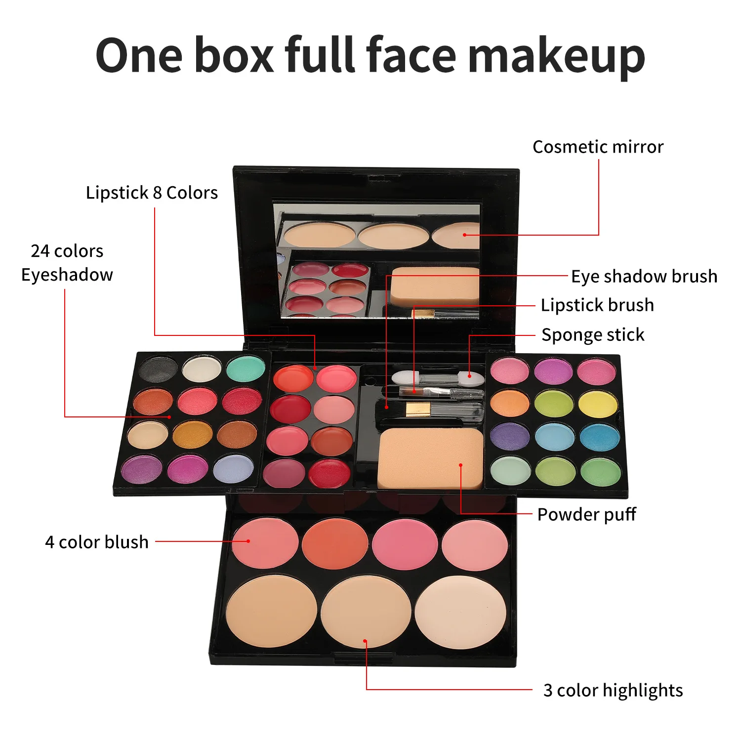 All in One Make Up Kit Full Set Gift Box Eyeshadow Palette Shimmer Lip Gloss Miss Makeup Kit Matte Eye Shadow Face Foundation