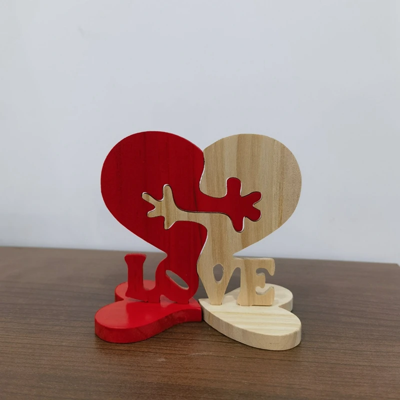 1 pezzo "amore" blocco Puzzle in legno ornamento decorativo scultura ornamento in legno scultura