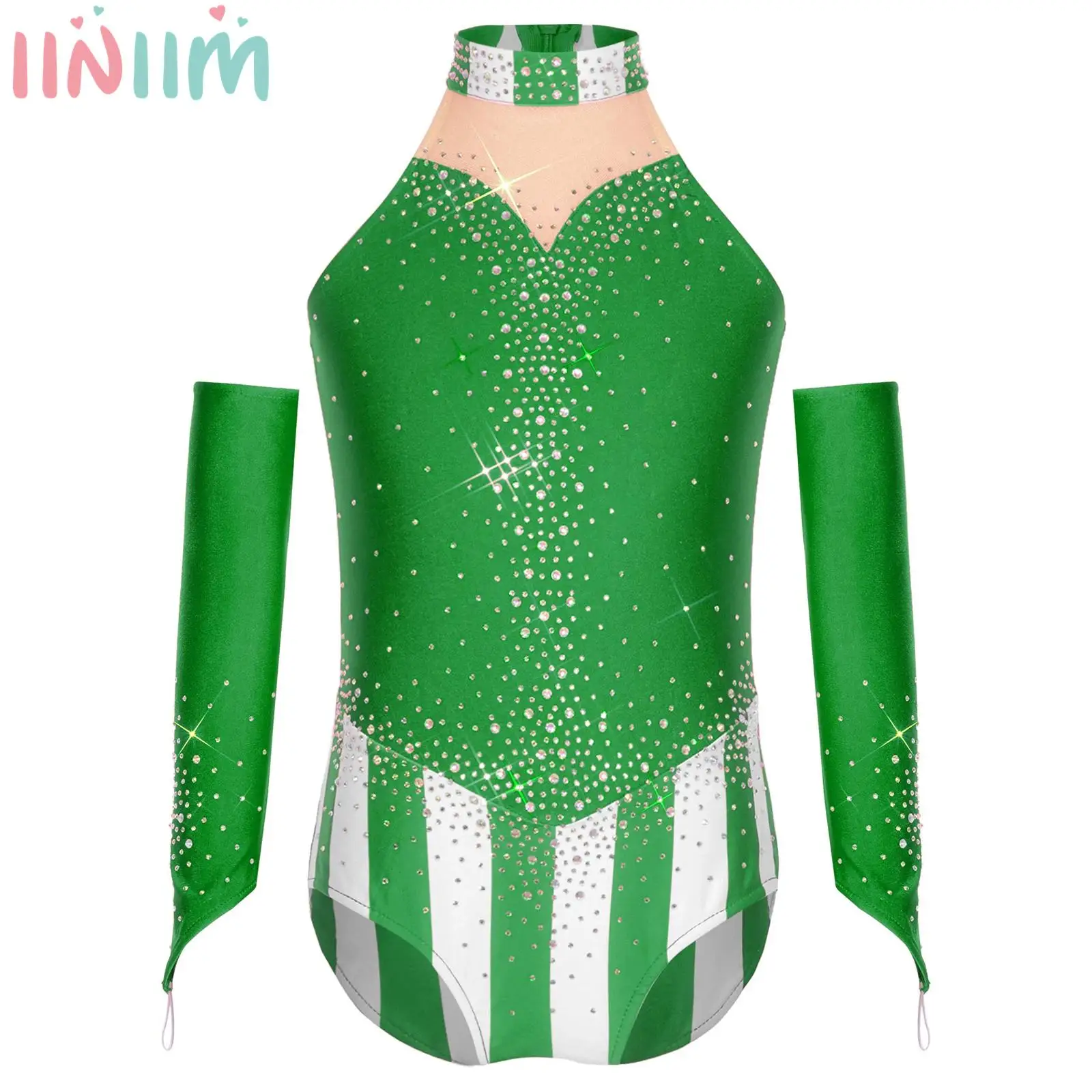 

Детский цирковой костюм для девочек, вечерние купальник без рукавов со стразами, боди с нарукавниками, комбинезон со стразами, наряд