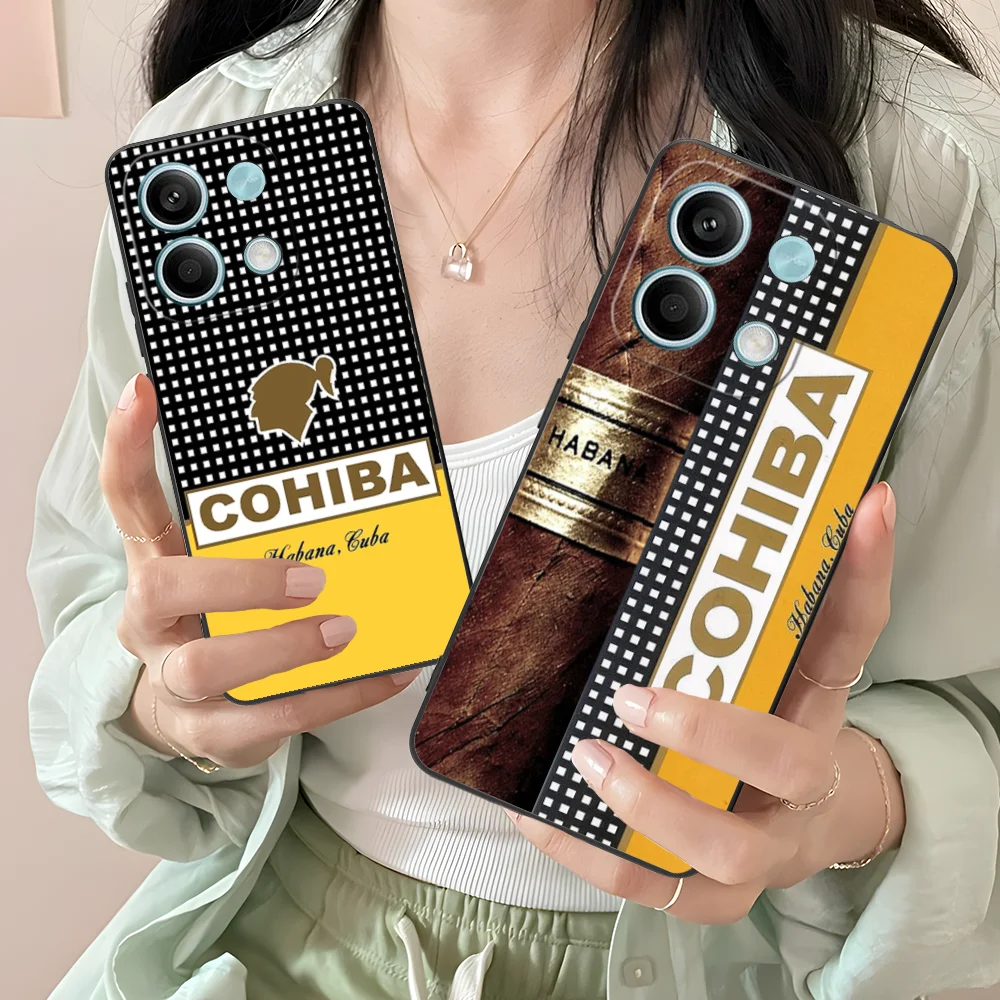 Mobile C-Cohibas Phone Case for Xiaomi Redmi Note 13 12 11 10 9 8 7 6 S A Pro Lite Plus 5G Black Cellphones Cover Smartphone