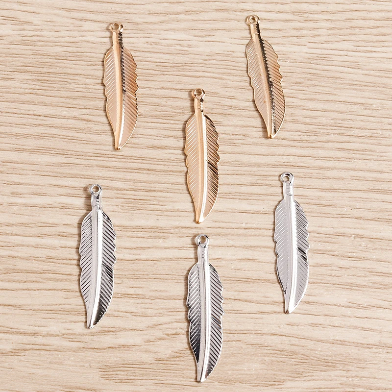 Tusember 100 قطعة 7*28 مللي متر صفائح حديد صغيرة ريشة دلايات لقلادة القرط مجوهرات ليف المعلقات Craft بها بنفسك الحرف اليدوية #3